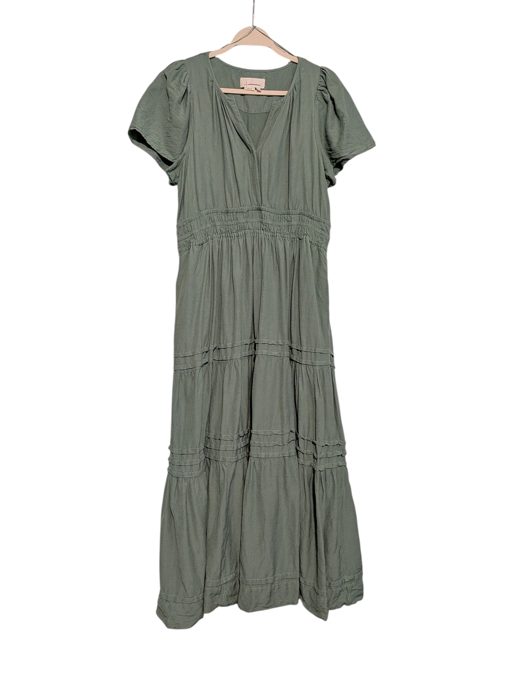 Anthropologie Olive Green Tiered Maxi Dress - Picture 1 of 7